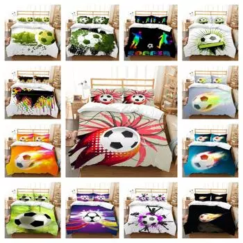 Домашнее постельное белье с 3D футбольным принтом, комплект постельного белья, одеяло, пододеяльник, постельное белье, наволочка из микрофибры, пододеяльники, одинарный двойной UK Single 135x200cm