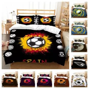 Домашнее постельное белье с 3D футбольным принтом, одеяло, пододеяльник, комплект постельного белья, пододеяльники, детский постельный костюм для мальчиков, удобный UK Single 135x200cm