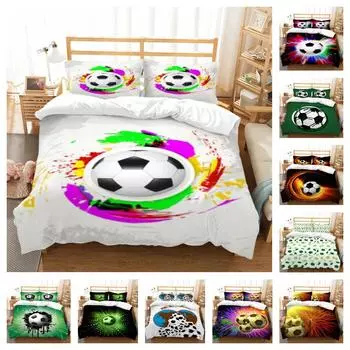 Домашнее постельное белье с 3D футбольным принтом, одеяло, пододеяльник, комплект постельного белья, пододеяльники, детский постельный костюм для мальчиков, удобный UK Single 135x200cm