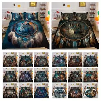 Домашнее постельное белье с принтом волка, комплект постельного белья из микрофибры королевского размера, мужской мягкий домашний текстиль высокого качества UK Single 135x200cm