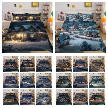 Домашнее постельное белье с рождественским принтом, королевский размер, полиэстеровая постельная одежда, детские милые покрывала высокого качества высокого качества UK Single 135x200cm
