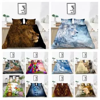 Домашнее постельное белье с животным принтом, пододеяльник для детей и взрослых, наволочка для мальчиков, моющийся подарок, удобное постельное белье, пододеяльник UK Single 135x200cm