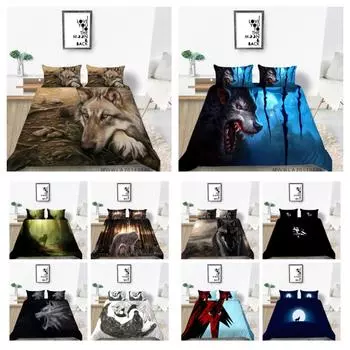 Домашнее постельное белье высокого качества с изображением волка, комплект постельного белья для мальчиков и мужчин, постельное белье, пододеяльник, пододеяльник UK Single 135x200cm