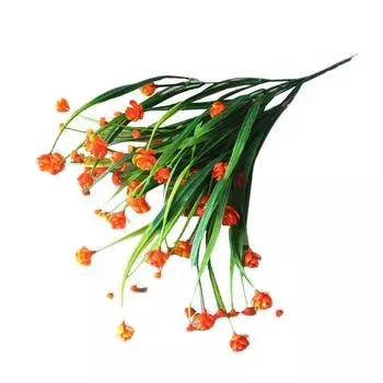 Домашнее украшение Зеленые пластиковые цветы Растения Свадьба Искусственная трава белый