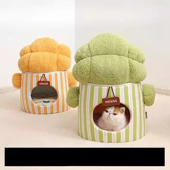 Домашнее животное Цветная капуста Дерево Дыра Трехмерное Закрытое Кошачье Гнездо Двойного Назначения Щенячье Гнездо Креативный Кошачий Дом 39*54cm