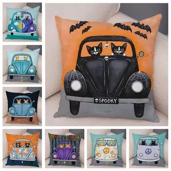 Домашнее животное милый забавный мультфильм вождение кота наволочка наволочка Чехлы для подушек 40x40cm
