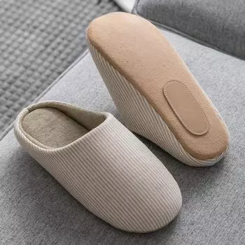 Домашние бесшумные тапочки в японском стиле, нескользящие домашние тапочки в клетку для пар, офисные тапочки для пар на четыре сезона для женщин 36-37