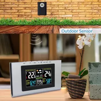 Домашние часы с погодой и цветным ЖК-дисплеем для мониторинга температуры, влажности и состояния сада — включая функции морозильной камеры и подвала
