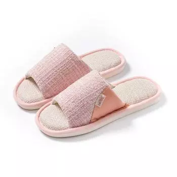 Домашние льняные тапочки для женщин и мужчин на весну и осень, толстая подошва из хлопка и льна, противоскользящие, летние 36-37 белый