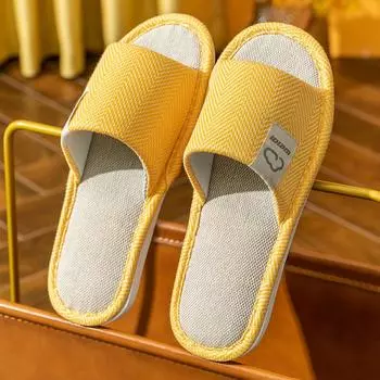 Домашние льняные тапочки для женщин и мужчин на весну и осень, толстая подошва из хлопка и льна, противоскользящие, летние 36-37 розовый