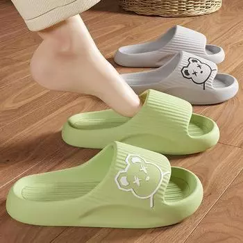 Домашние летние женские мужские тапочки толстые плоские пляжные шлепанцы мягкие банные сандалии с рисунком модные нескользящие парные тапочки 36-37 белый