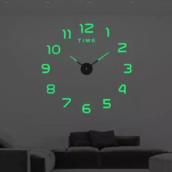 Домашние настенные часы DIY Led Family Silent Decoration Clocks Room Glow Living 3D Decor for Digital Art Bedroom Mural Garden 40CM чёрный