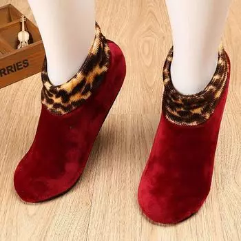 Домашние носки с мягкой подошвой, однотонные зимние туфли-тапочки, женские чулочно-носочные изделия, домашние тапочки, носки-тапочки красный