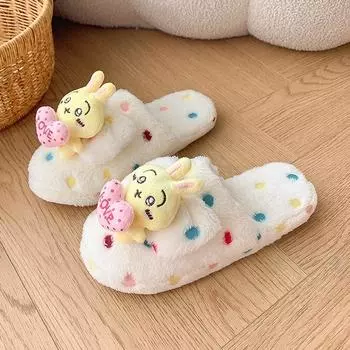 Домашние пушистые тапочки в стиле Хэллоуина, женские зимние тапочки с мягкой подошвой, женские повседневные теплые хлопковые туфли на плоской подошве 2024 г. 35 розовый