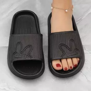 Домашние шлепанцы для ванной комнаты с изображением кролика, милые минималистичные однотонные туфли из ЭВА, быстросохнущие шлепанцы с мягкой подошвой 36-37 белый