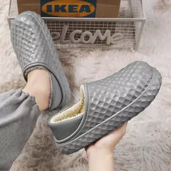 Домашние тапочки для мужчин, зимние бархатные мужские тапочки, теплые короткие плюшевые тапочки, нескользящие тапочки для спальни, домашняя парная мягкая обувь 36-45 36 чёрный