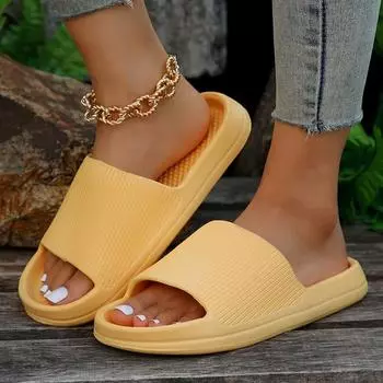 Домашние тапочки для ванной комнаты и душа для женщин, нескользящие домашние шлепанцы на мягкой подошве из ЭВА, женские летние пляжные нескользящие шлепанцы 2024 года 36-37 зелёный