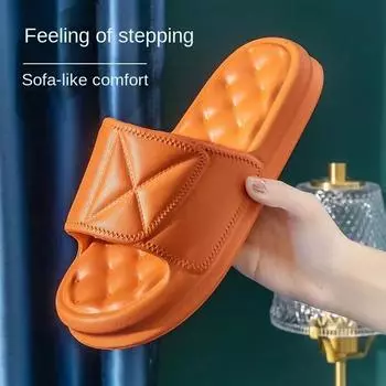 Домашние тапочки для ванной комнаты на толстой платформе, мужские и женские модные домашние шлепанцы из ЭВА на мягкой подошве, женские сандалии, летние уличные нескользящие шлепанцы 40-41 чёрный