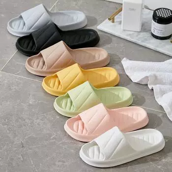 Домашние тапочки для ванной комнаты на толстой платформе, женские модные домашние шлепанцы из ЭВА на мягкой подошве, мужские сандалии, летние нескользящие шлепанцы, тапочки 36-37 чёрный