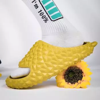 Домашние тапочки Комнатные и уличные тапочки, тапочки с фруктами Интересные тапочки из дуриана 36 белый