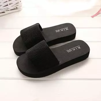 Домашние тапочки, противоскользящие шлепанцы, женские сандалии, модные женские шлепанцы на мягкой подошве из ЭВА, простые шлепанцы на толстой платформе 36