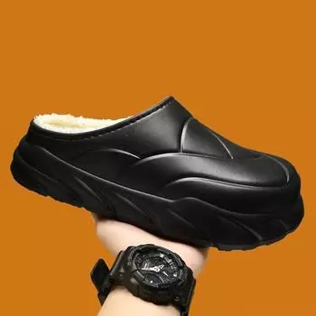 Домашние тапочки с добавлением хлопка, мужские тапочки, обувь для мужчин, толстая подошва, износостойкая, водонепроницаемая, для пар, женская домашняя обувь, нескользящая 40 бежевый