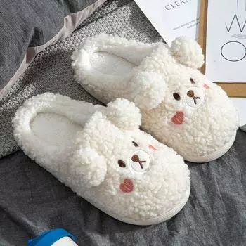 Домашние тапочки унисекс, нескользящие домашние повседневные туфли с цветочным узором, зимние тапочки белый