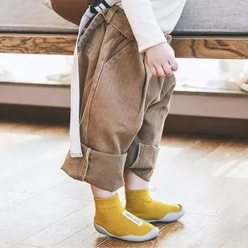 Домашние теплые детские противоскользящие носки DYS, высокие туфли на мягкой толстой подошве из ТПЭ 23 чёрный