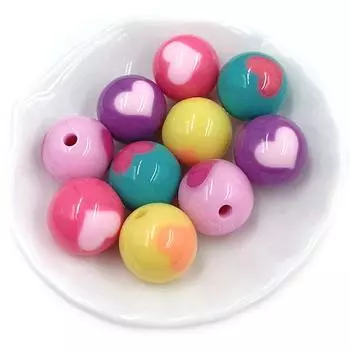 Домашние товары для вечеринок Ручная работа Двусторонняя мода 10 шт. 16 мм ожерелье сплошной цвет DIY ювелирные аксессуары акриловые серьги в виде сердца любви круглые бусины зелёный