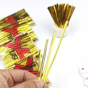 Домашние уплотнительные стяжки Подарочная упаковка для мешков с конфетами, упаковка для выпечки, товары для свадебной вечеринки, новое золото, серебро, 100 шт., металлические закрутки, высокое качество, уникальные 8*0.4cm золотой