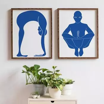 Домашние упражнения в тренажерном зале, поза йоги, плакат о здоровье, настенное искусство, минималистичная картина на холсте, абстрактная картина для современного украшения гостиной 21cm30cm NoFrame