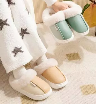 Домашние женские тапочки из хлопка, зимние домашние тапочки из хлопка, водонепроницаемые и нескользящие, теплые и плюшевые утолщенные, шерстяные мужские и женские тапочки 36 розовый
