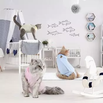 Домашние животные кошки дышащий стерилизационный костюм хирургический халат одежда для аблактации L синий