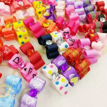 Домашние животные собаки кошки бант для волос аксессуары для волос головка для животных цветок резинки для ухода за питомцами 3.2*1cm