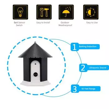 Домашние животные собаки наружный контроль лая ультразвуковой звук остановить лай устройство Black