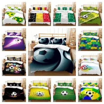 Домашний чехол на кровать с 3D крутым футбольным принтом, комплект постельных принадлежностей, пододеяльники, одинарная двойная наволочка королевского размера, пододеяльник из полиэстера UK Single 135x200cm