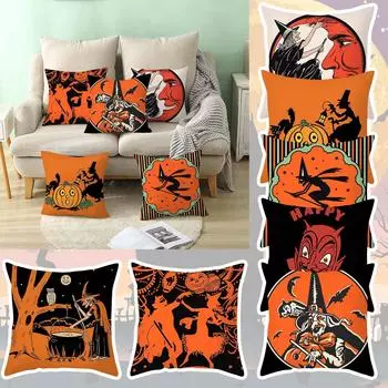 Домашний декор, чехол для подушки на Хэллоуин, наволочка для дивана с принтом тыквы и призрака, наволочка для Хэллоуина, 45x45 см, Funda De Almohada 40x40cm