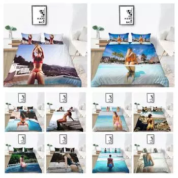 Домашний декор для спальни, 3D сексуальный женский комплект постельного белья с принтом, пододеяльник, наволочка, покрывало, постельное белье, пододеяльники UK Single 135x200cm