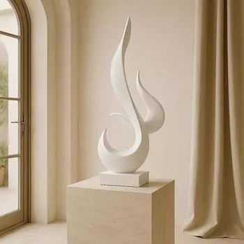 Домашний декор, форма огня, украшение стола, матовая отделка, керамические фигурки - (белый), 7 см