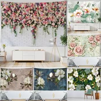 Домашний Декор Гобелен Цветочный Зеленый Растительный Принт Настенный Гобелен Хиппи Мандала Покрывало Бохо Искусство Полиэстер Настенный Гобелен Tapiz 100X75CM