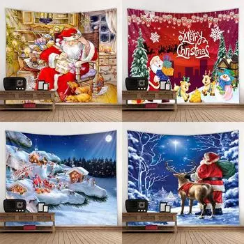 Домашний декор гобелен Санта-Пламя подарок Рождественская елка с принтом полиэстеровый гобелен декор комнаты комната фон ткань Tapiz navideo 100x75cm