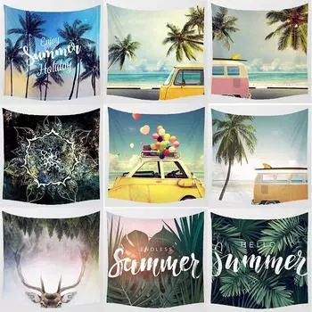 Домашний декор Гостиная Спальня Декор Привет Лето Пляжная вечеринка Настенный гобелен 100x75cm
