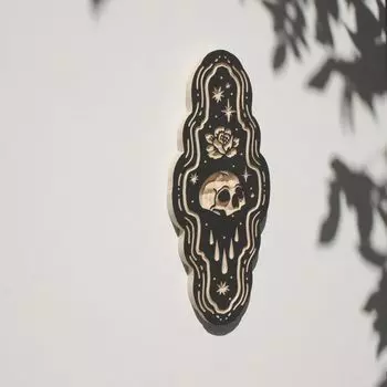 Домашний декор Хэллоуин Череп Деревянные гравюры Украшения Деревянные черные миниатюрные деревянные гравюры Подвесные украшения Череп S