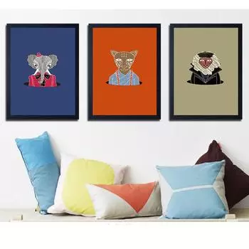 Домашний декор Kawaii, модный постер с изображением животных, обезьяны, города, настенный художественный принт, картина на холсте без рамки 21cm30cm NoFrame