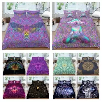Домашний декор кровати, комплекты постельного белья, мягкие дышащие покрывала, 3D богемный принт, пододеяльник, наволочка, постельное белье UK Single 135x200cm