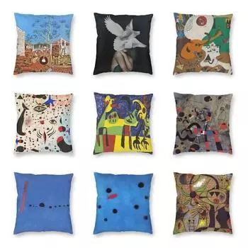 Домашний декор квадратный абстрактное искусство наволочка диван автомобильная подушка испанский художник живопись плед 40x40cm