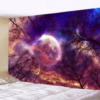 Домашний декор Лес Ночной Потолок Лесной Гобелен Настенный Психоделическое Дерево и Луна Ткань Гобелен Tapiz 100X75CM