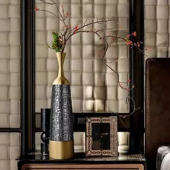 Домашний декор Металлическая рельефная ваза Украшения для гостиной Напольная композиция из сухих цветов Ваза для цветов в офисе