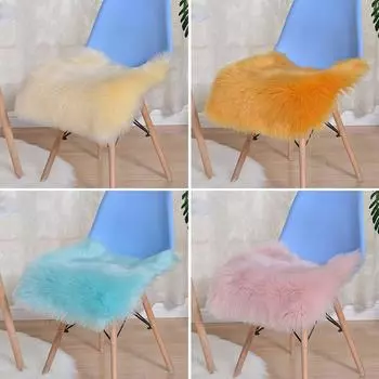 Домашний декор Нескользящие плюшевые подушки для сидений Квадратная утолщенная плюшевая подушка Дышащая теплая подушка для стула Главная чёрный