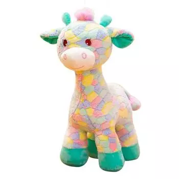 Домашний декор Подушки Куклы Мягкая подушка Мягкие рождественские радужные жирафы Мягкие игрушки Олененок Мягкая игрушка Кукла жираф